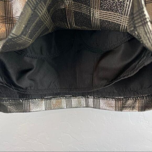 Forever 21 Metallic Gold Plaid Mini Skirt NWT New With Tags Women's Size Small - Picture 4 of 12